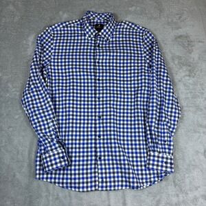 Johnnie-O Shirt Mens Large Gingham Button Down Blue Navy White Casual